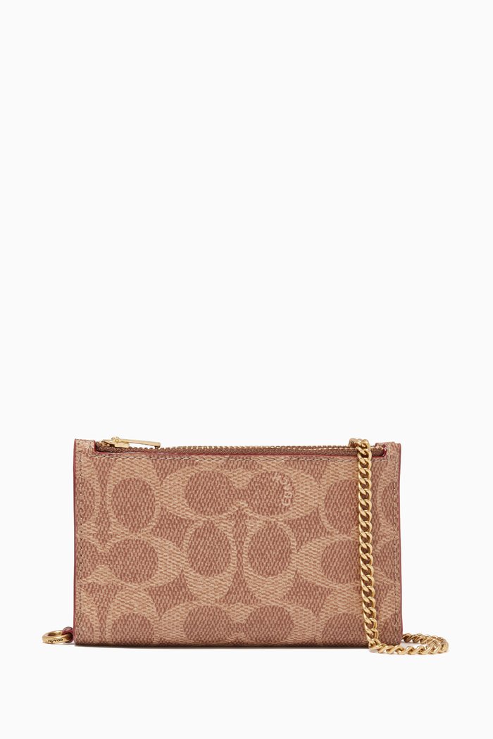 Zip Chain Card Case in Signature Canvas, Neutral