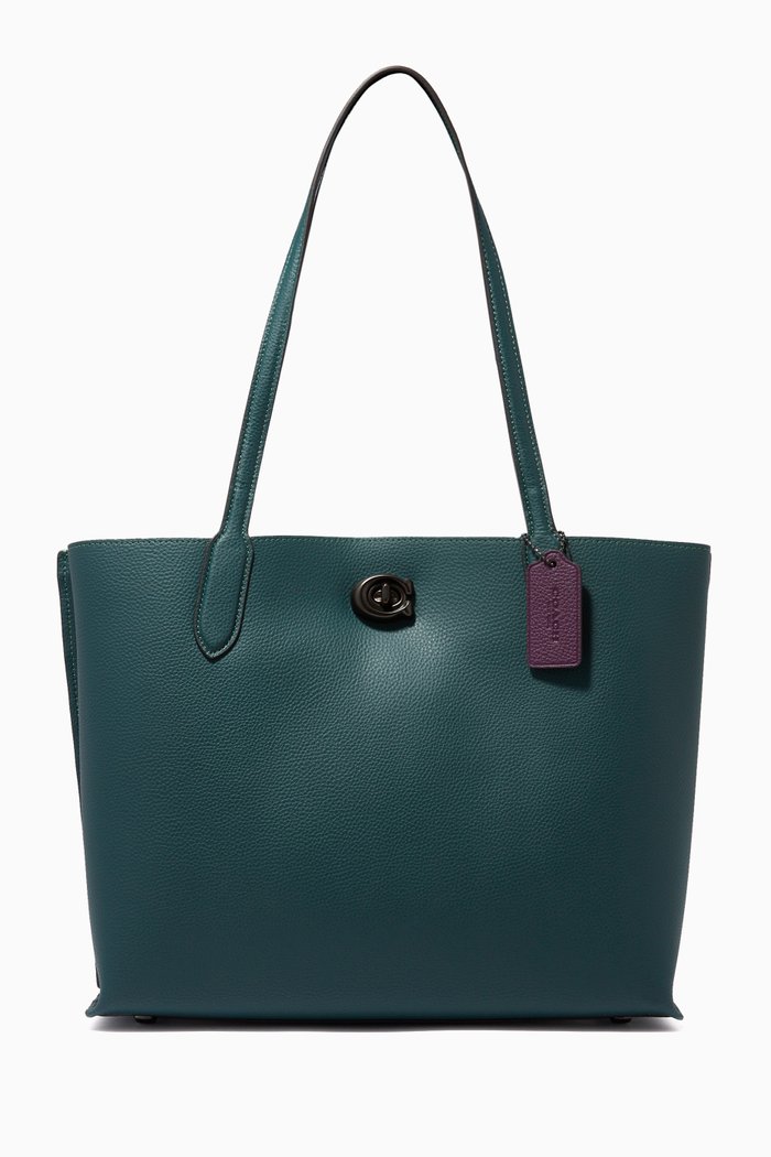 

Willow Tote in Colour-Block Leather, Green