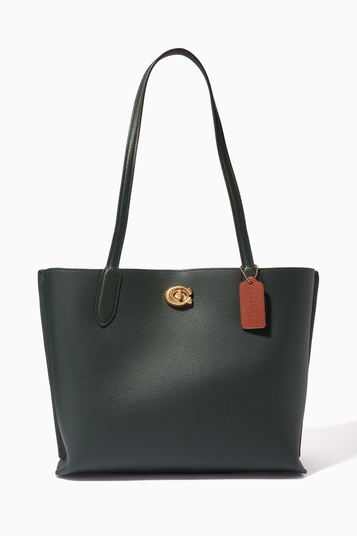 

Willow Tote with Signature Canvas Interior in Colour-block Leather, Green