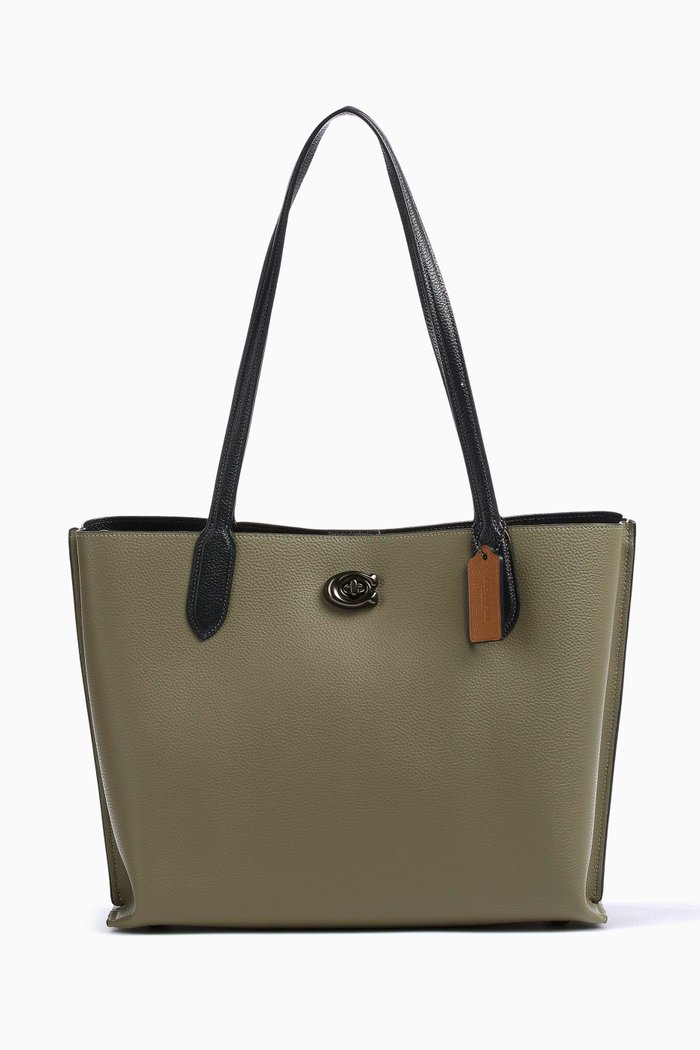 

Willow Tote with Signature Canvas Interior in Colour-block Leather, Green