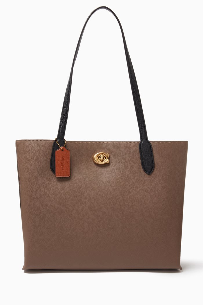 

Willow Tote with Signature Canvas Interior in Colour-block Leather, Grey
