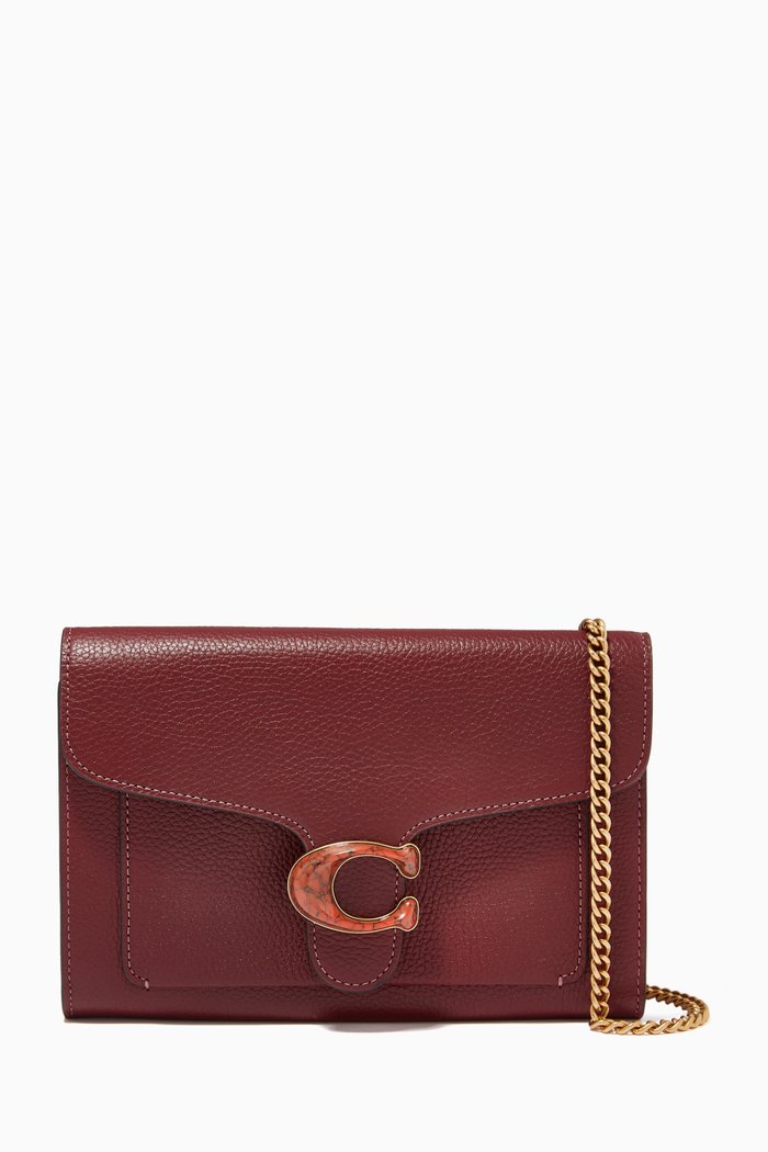 

Tabby Chain Clutch in Pebble Leather, Red