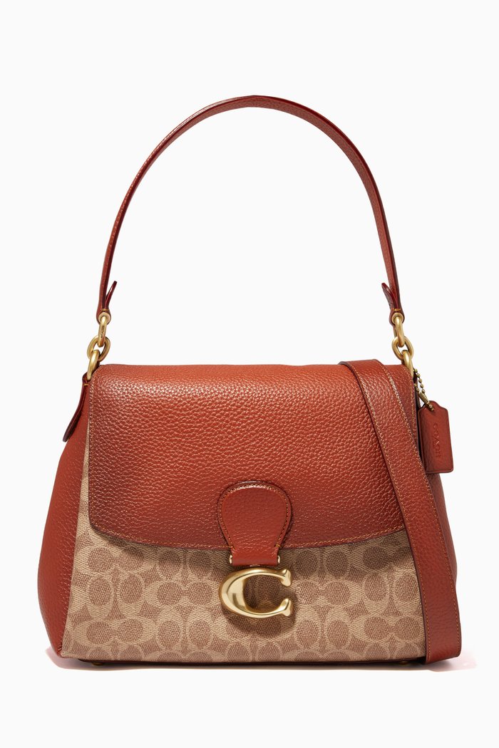 

May Shoulder Bag in Signature Canvas, Brown