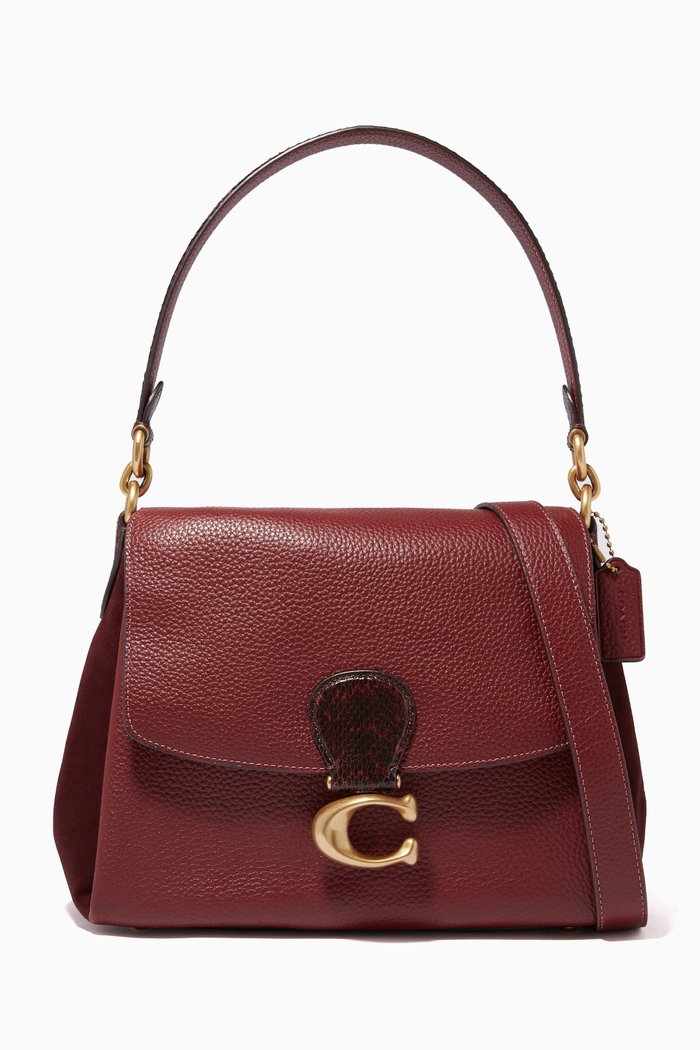 

May Shoulder Bag with Snakeskin Detail, Red