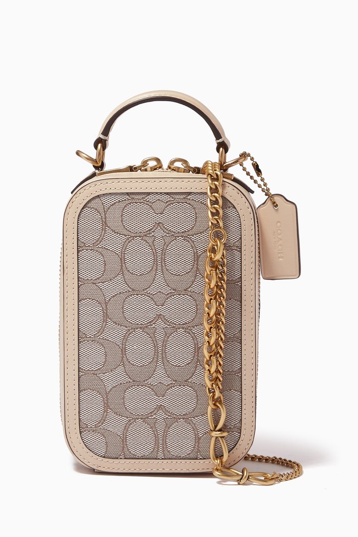 

Alie Camera Bag in Signature Jacquard & Leather, White