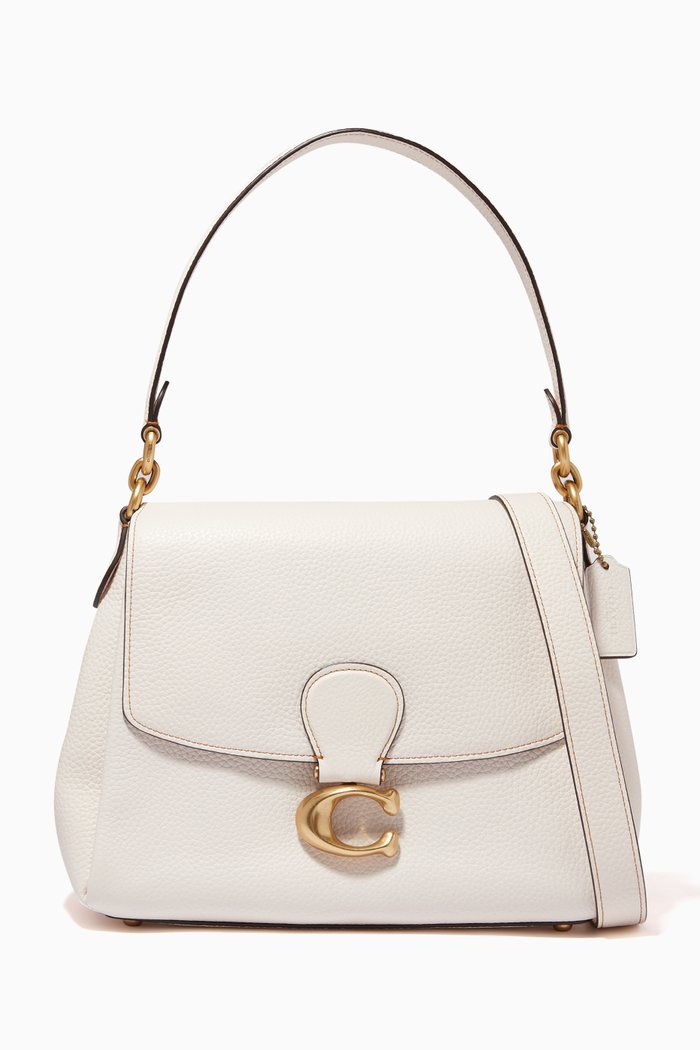 

May Shoulder Bag in Pebble Leather, White