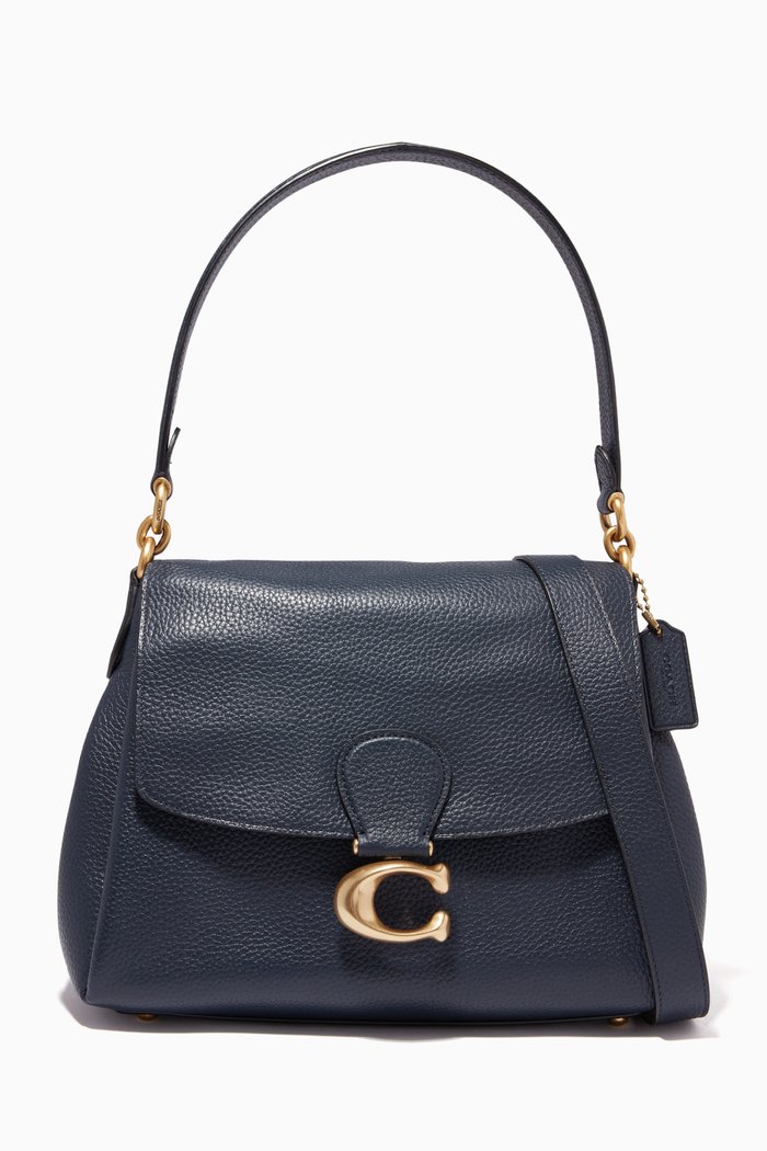 

May Shoulder Bag in Pebble Leather, Blue