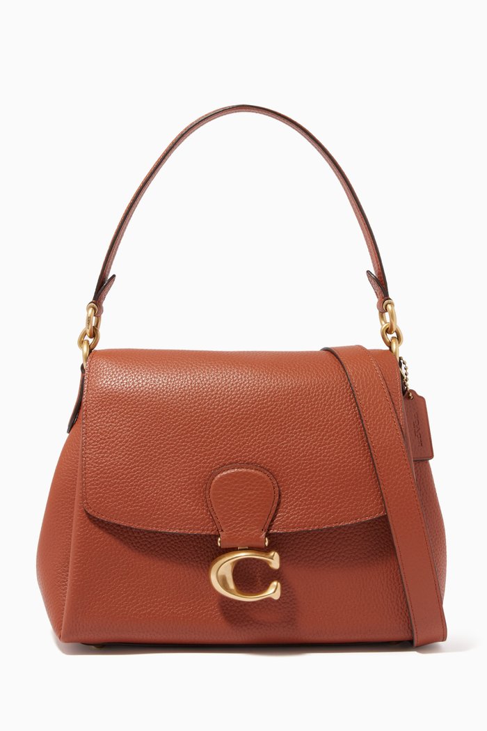 

May Shoulder Bag in Pebble Leather, Brown