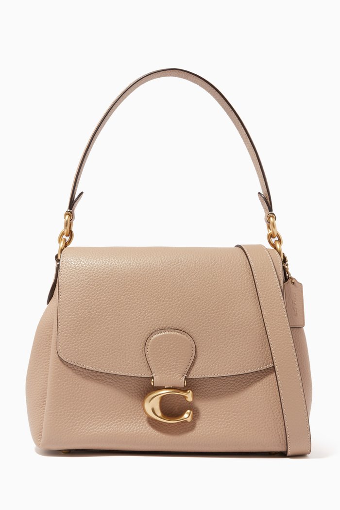 

May Shoulder Bag in Pebble Leather, Brown