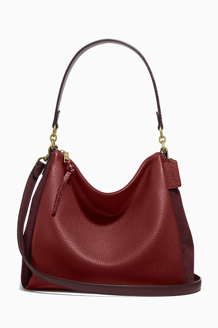

Shay Shoulder Bag with Snakeskin Detail, Red