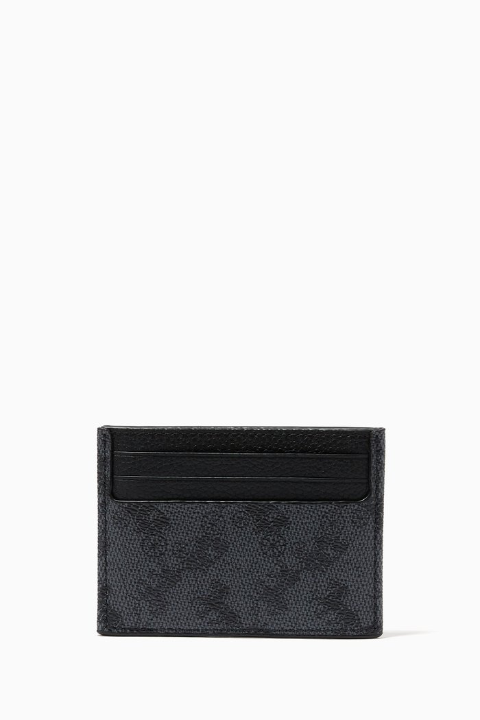 

Card Case in Canvas & Leather with Horse & Carriage Print, Blue