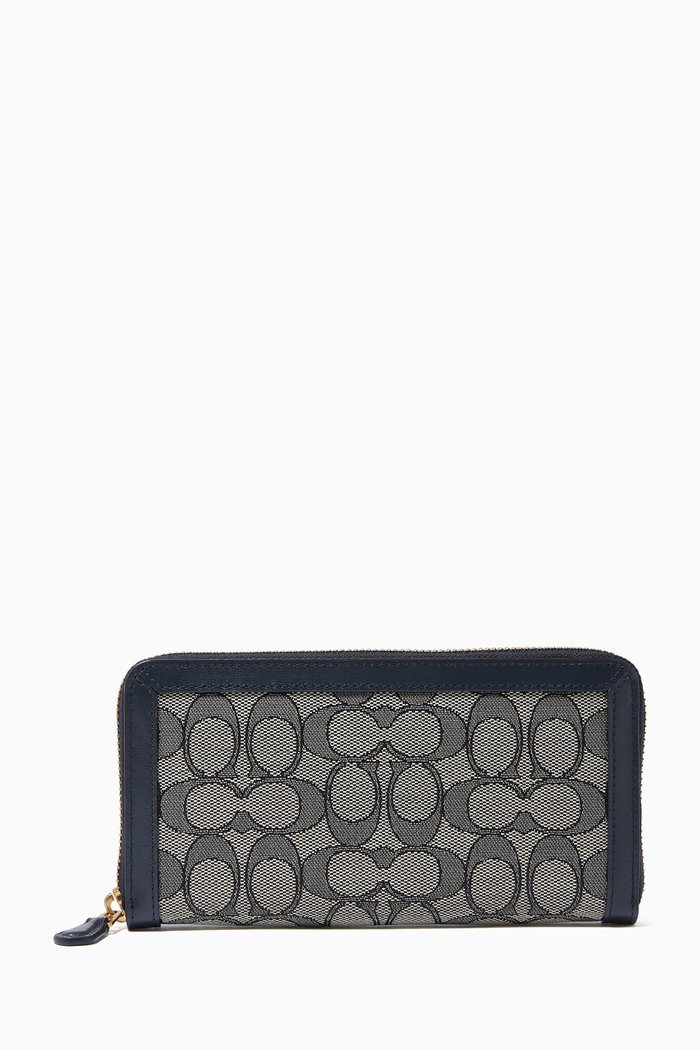 

Accordion Zip Wallet in Signature Jacquard & Leather, Blue