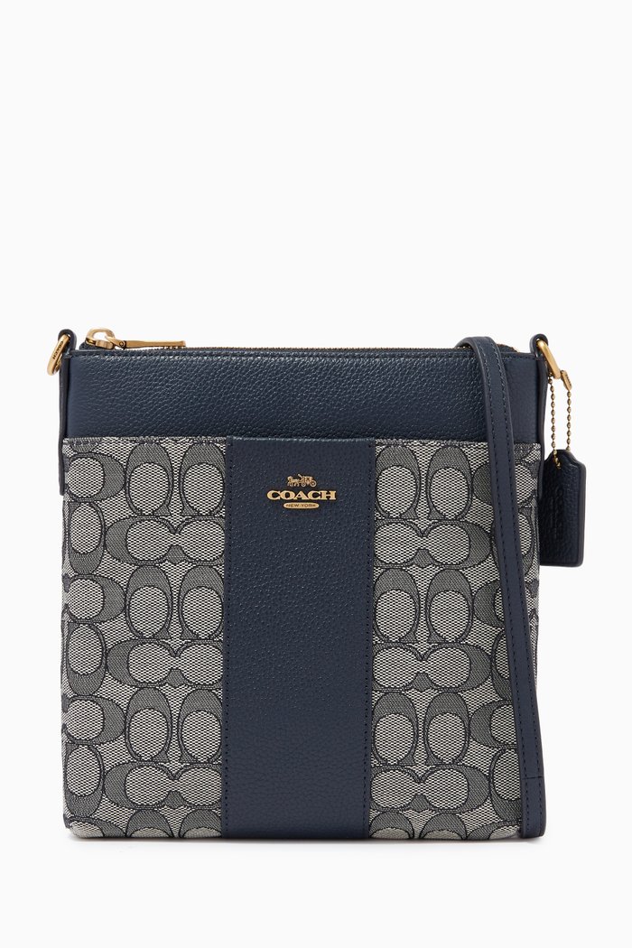 

Kitt Messenger Bag in Signature Jacquard & Leather, Blue