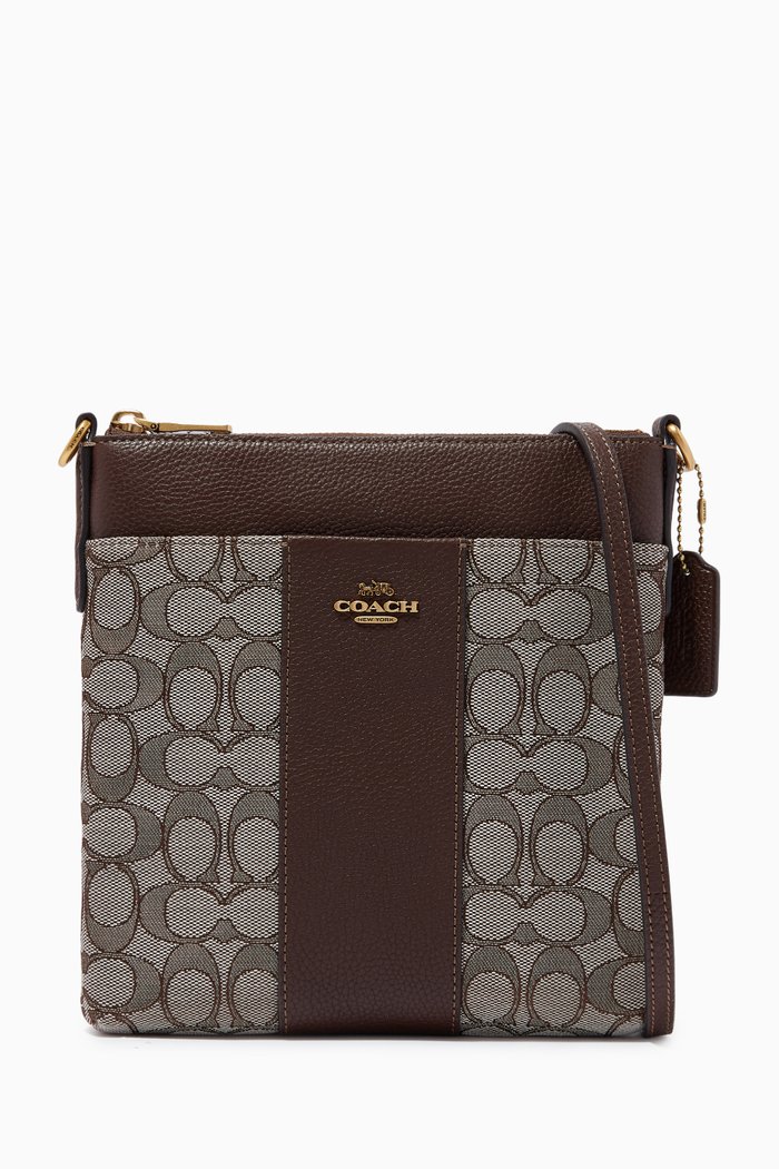 

Kitt Messenger Bag in Signature Jacquard & Leather, Brown