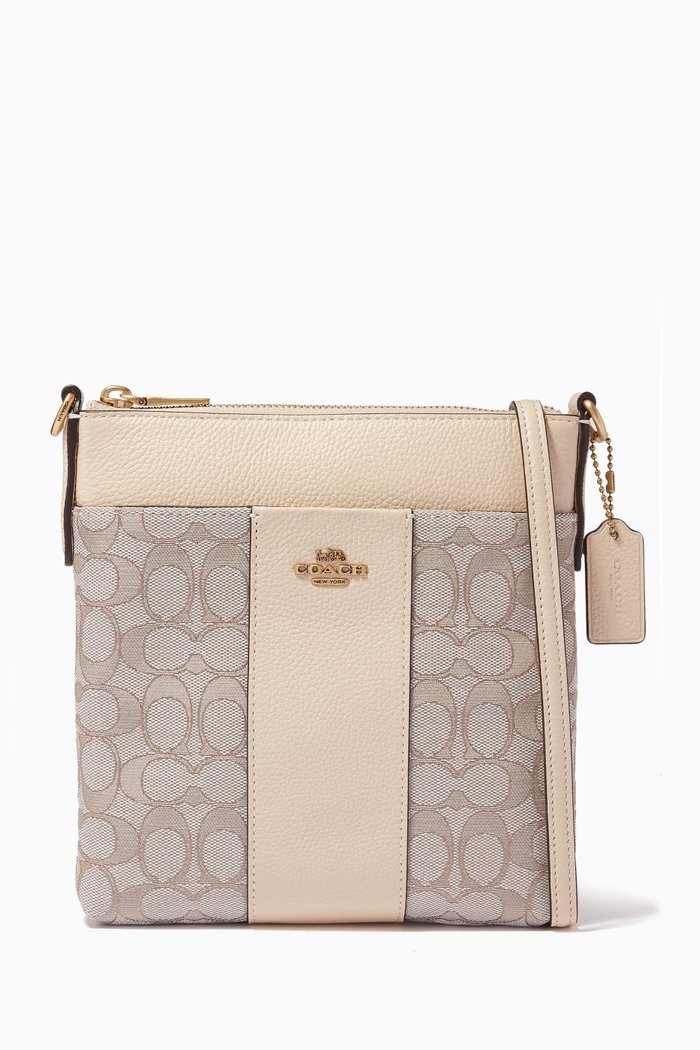 

Kitt Messenger Bag in Signature Jacquard & Leather, White