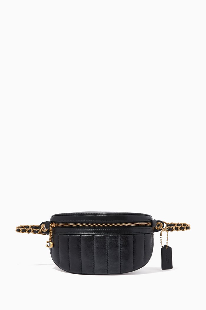 Chain Belt Bag in Leather, Black