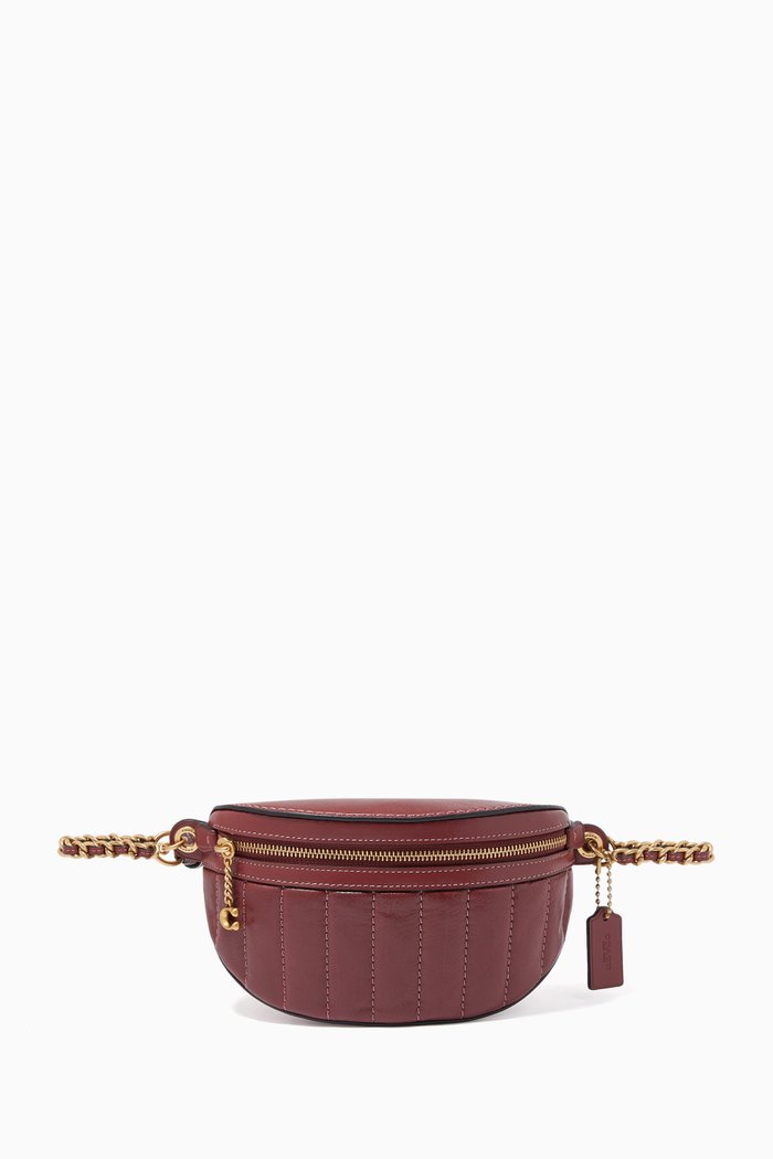 

Chain Belt Bag in Leather, Red