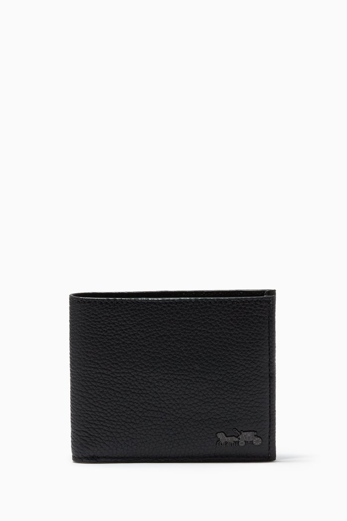

Double Billfold Wallet in Pebble Leather, Black