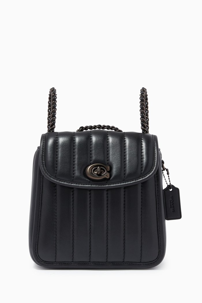 

Madison Convertible Backpack in Leather, Black