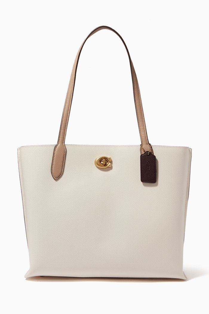 

Willow Tote in Colorblock Leather, White