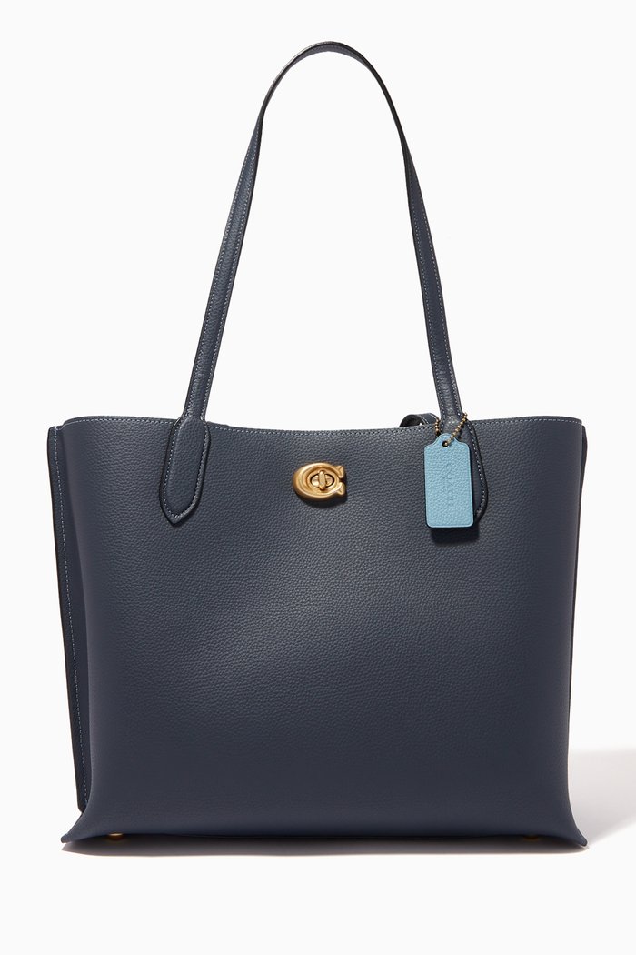 

Willow Tote in Pebbled Leather, Blue