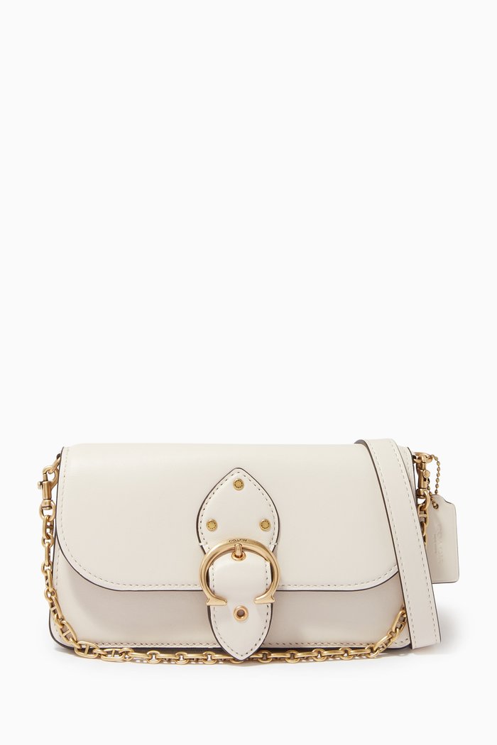 

Beat Crossbody Clutch in Leather, White