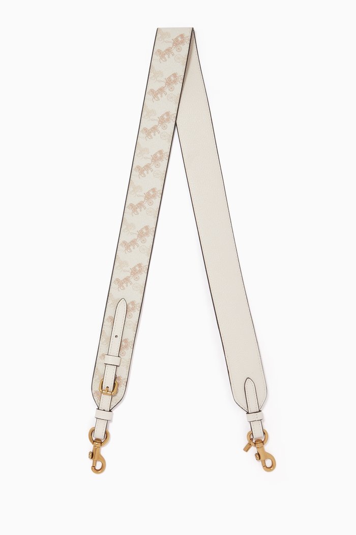

Strap in Signature Canvas with Horse & Carriage Print, White