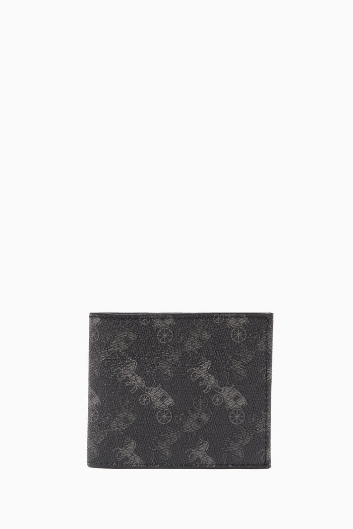 

Double Billfold Wallet with Horse & Carriage Print, Grey