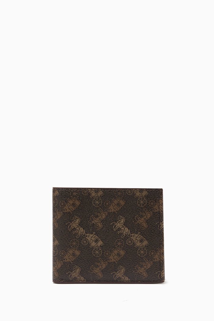 

Horse Carriage Printed Billfold Wallet in Leather, Multicolour