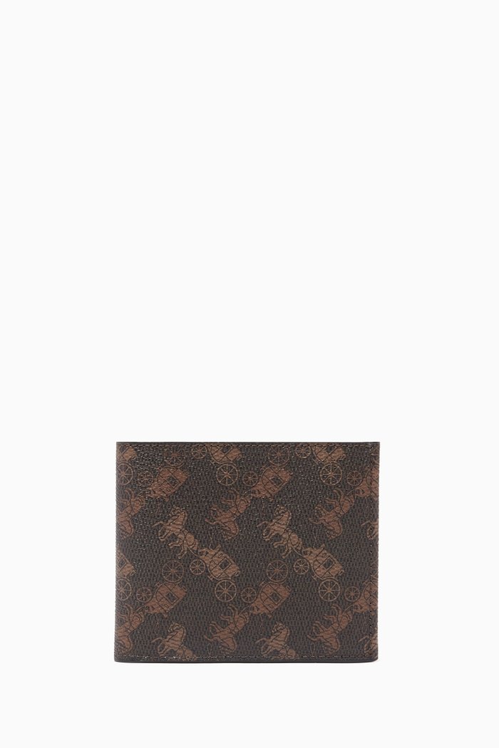 

Double Billfold Wallet with Horse & Carriage Print, Brown