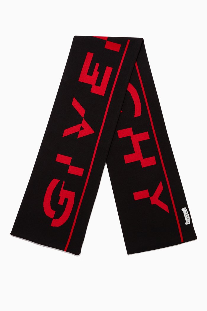 

Logo Split Scarf in Wool, Black