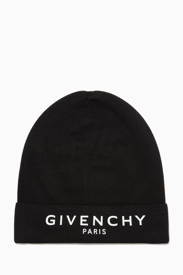 

Logo Beanie in Cotton & Cashmere Knit, Black