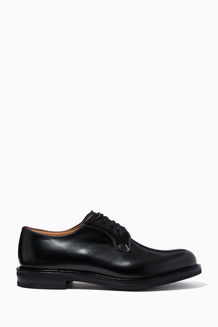 

Shannon Derby Shoes in Polished Leather, Black