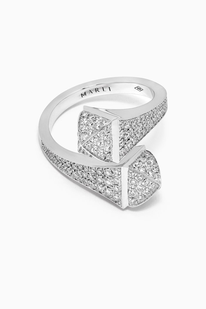 

Cleo Diamond Statement Ring in 18kt White Gold, Silver