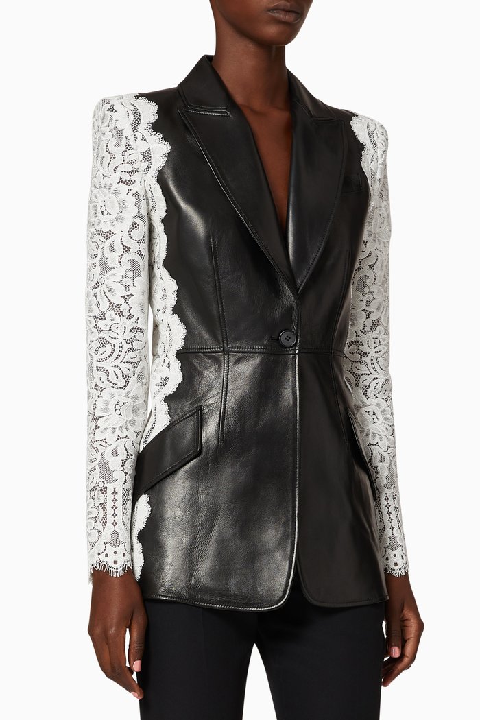 

Leather & Lace Jacket, Black
