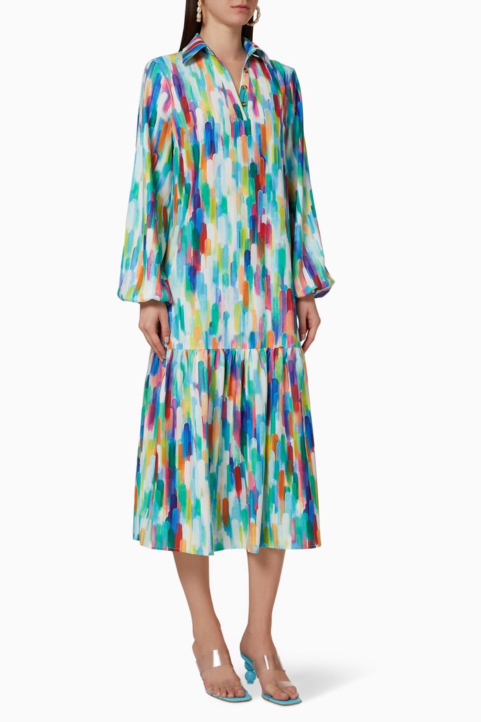 

Rainbow Crepe Shirt Dress, Multicolour