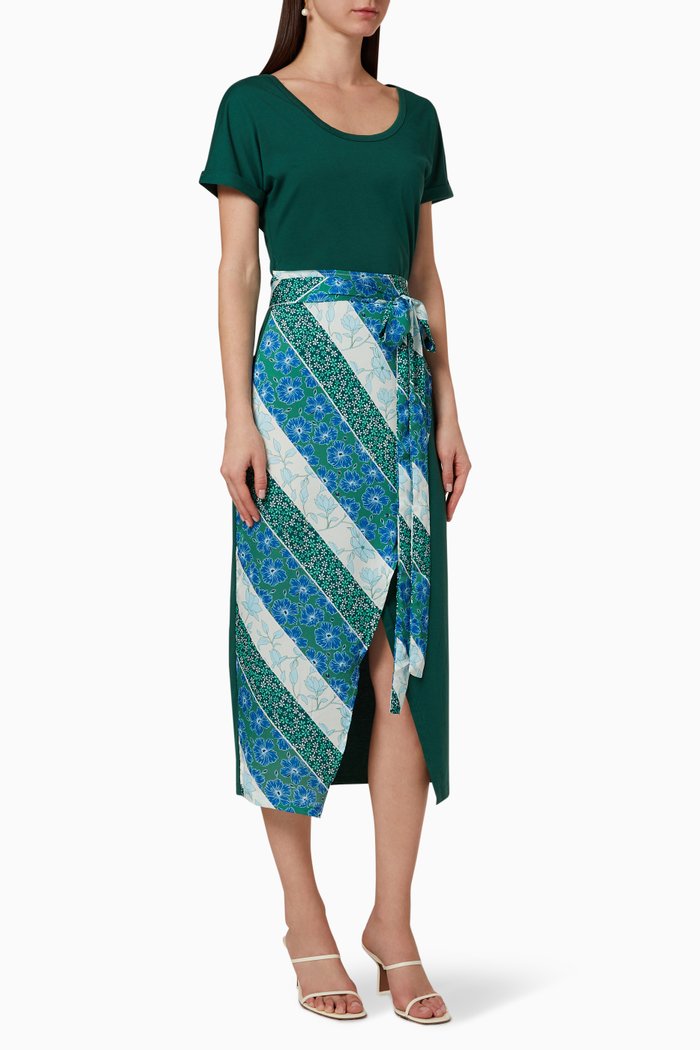 

Floral Lounge Jersey Wrap Dress, Green