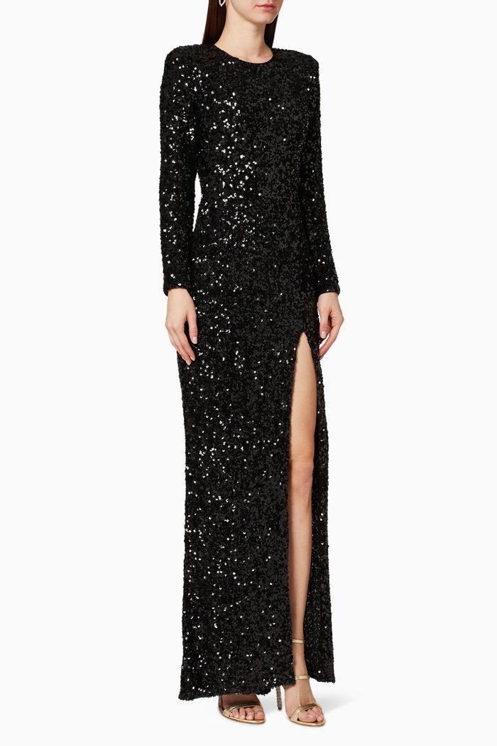 

Elizabeth Sequin Embellished Gown, Black