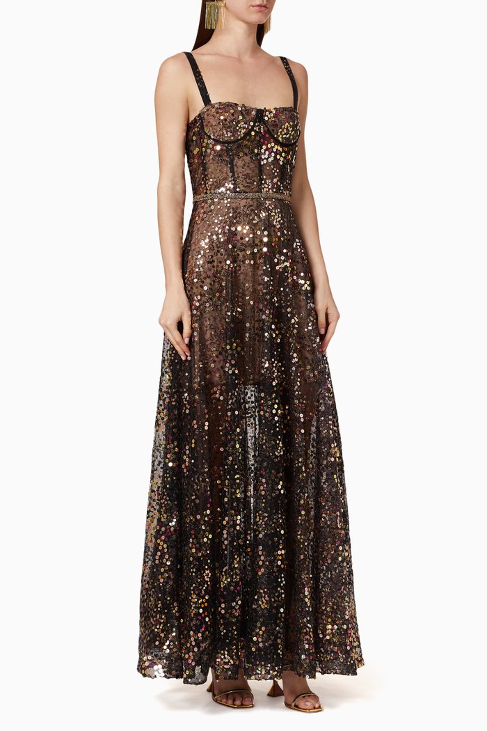 

Midnight Noir Sequinned Gown, Black