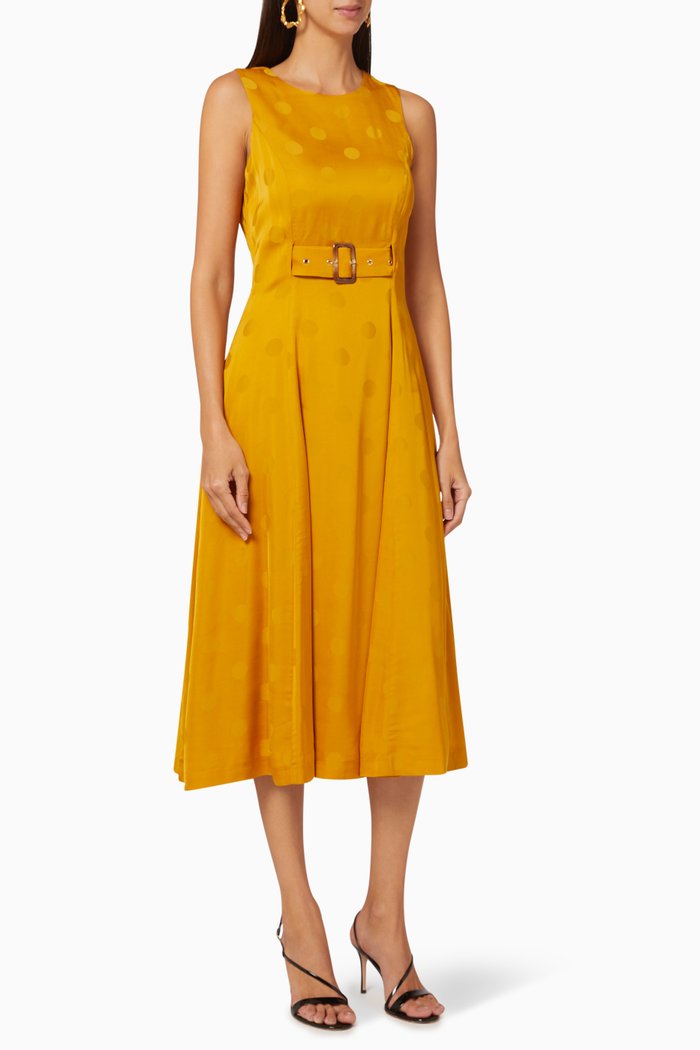 

Innabel Belted Viscose Midi Dress, Yellow