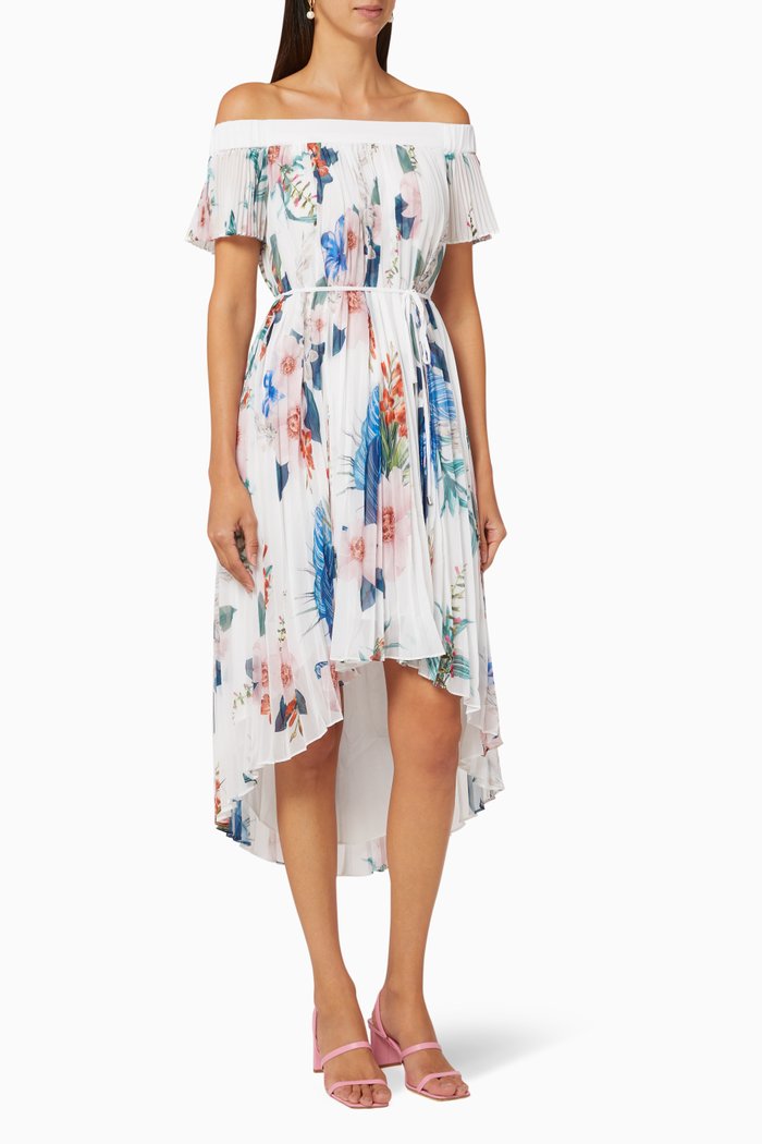 

Luner Jamboree Pleated Bardot Dress, White