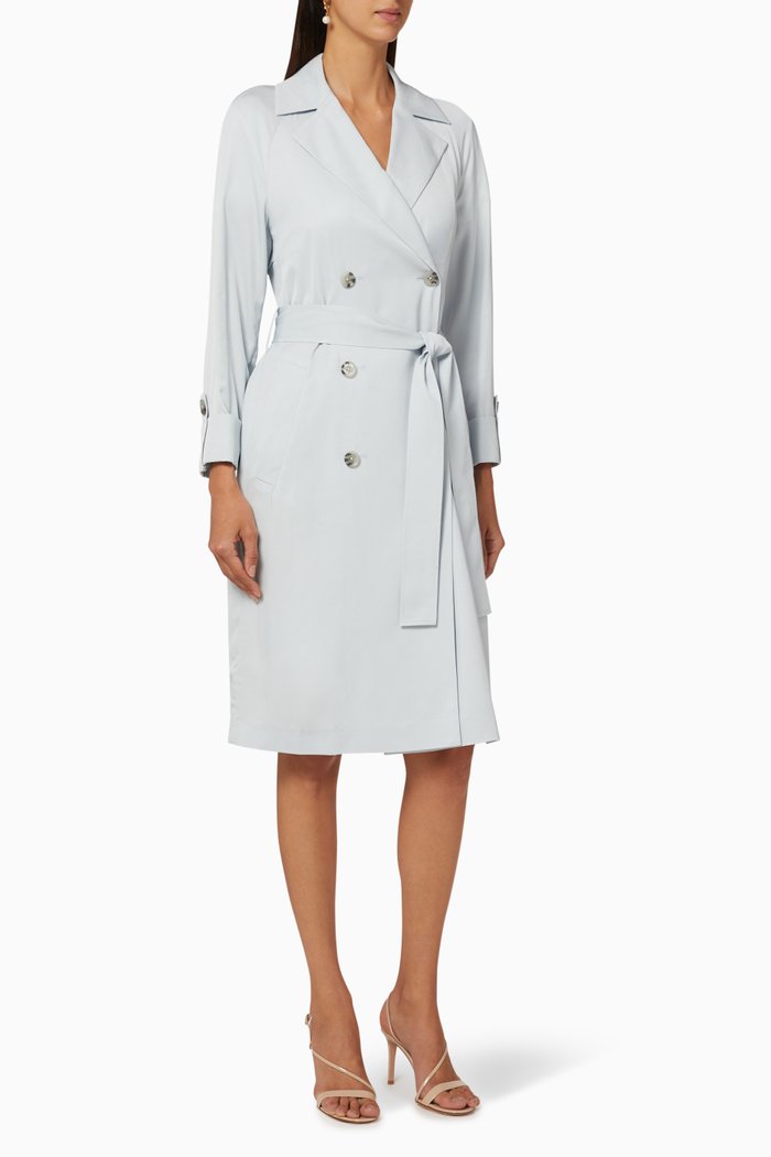 

Sophhya Double-Breasted Viscose Twill Coat, Blue