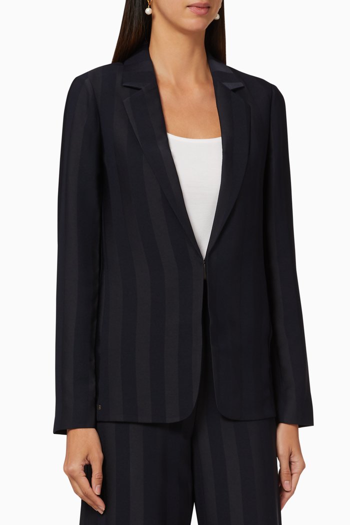 

Daryaa Satin Striped Blazer, Blue
