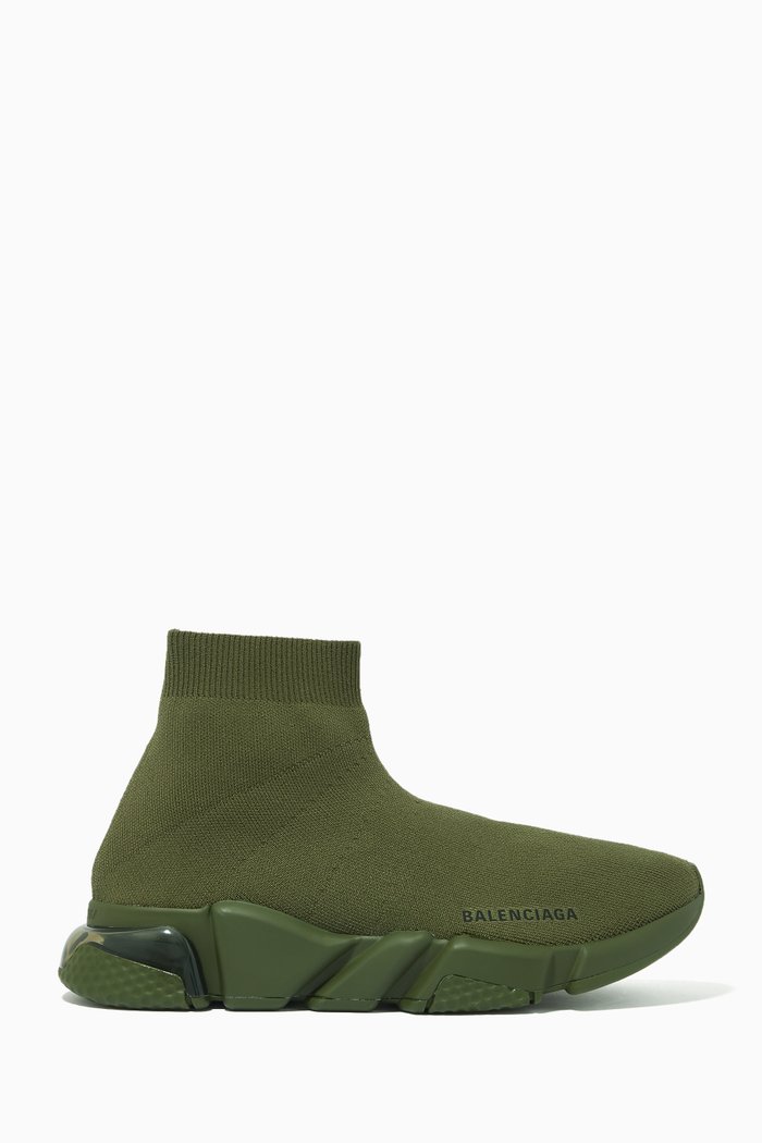 Speed Clear Sole Sneakers in Recycled Technical Knit, Green