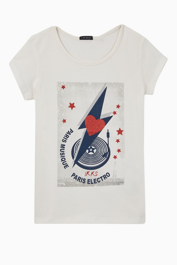 

Lightning, Stars & Turntables Jersey T-Shirt, White