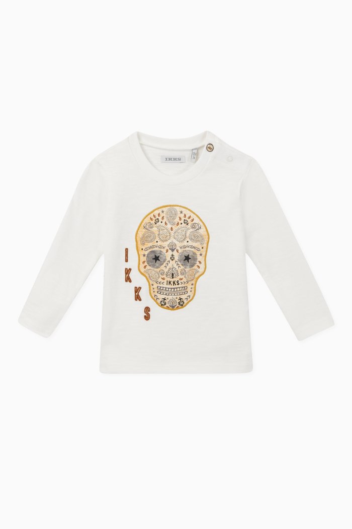 

Decorated Skull Jersey T-Shirt, White