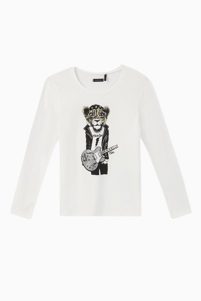 

Tiger-Guitarist Graphic Jersey T-shirt, White