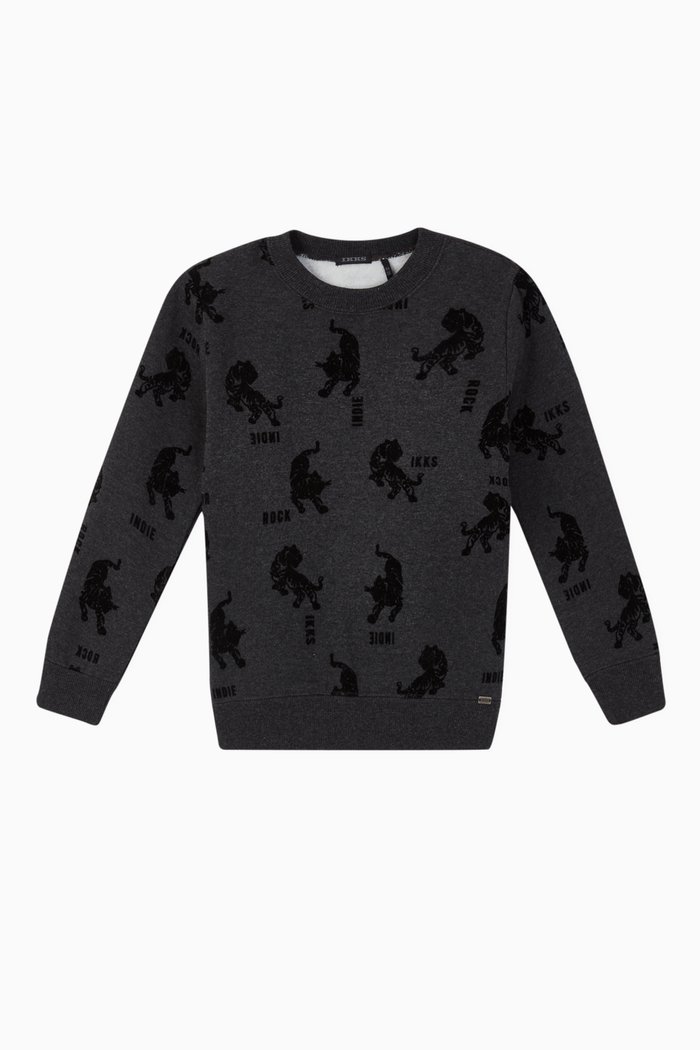 

Flocked Velvet Tigers Sweatshirt, Grey