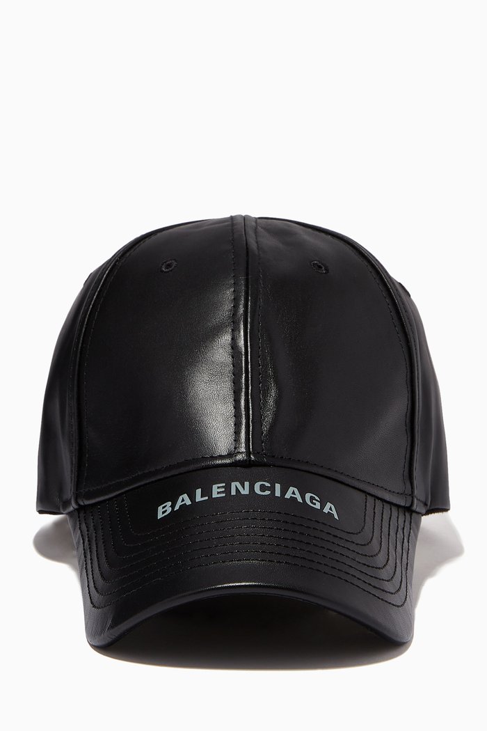 

Logo Cap in Leather, Black