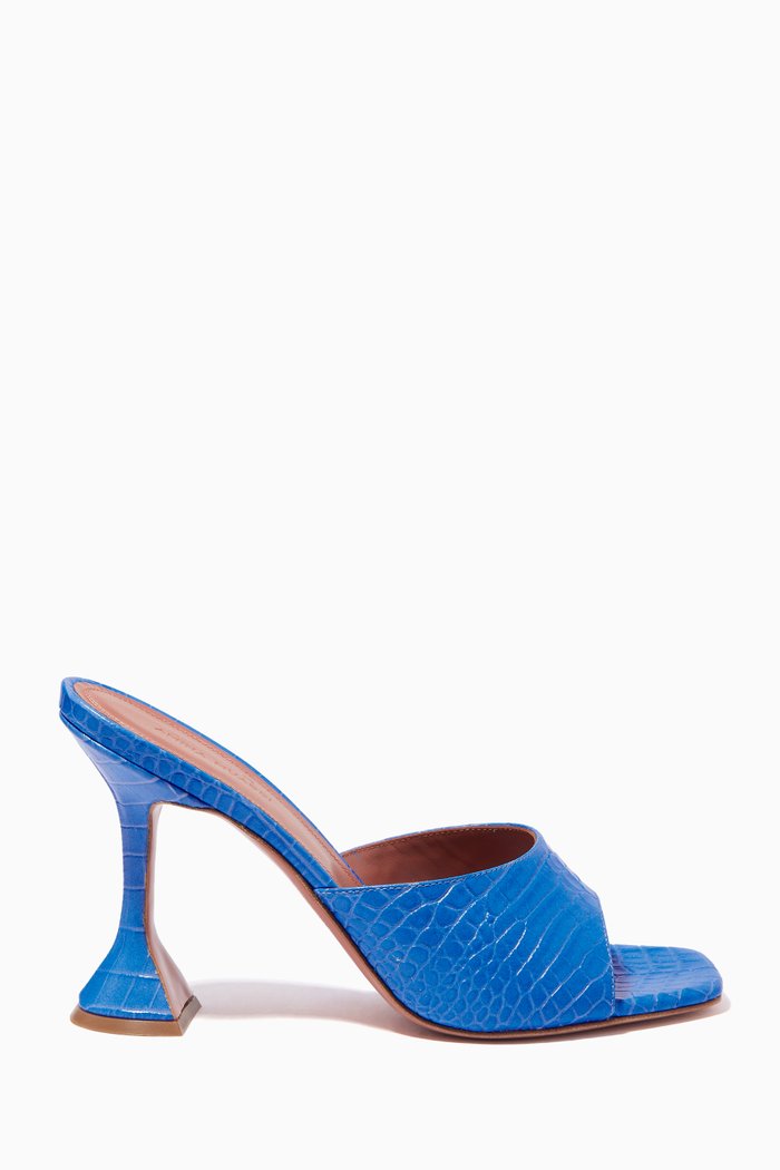 

Lupita 95 Slipper Mules in Croc-embossed Leather, Blue